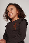 Meisjes Longsleeve ajour rib - City Chic van Jubel in de kleur Antraciet in maat 128.
