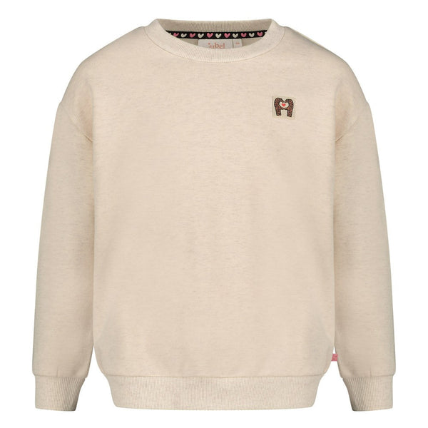 Meisjes Sweater met backprint relaxed fit - City Chic van Jubel in de kleur Offwhite melange in maat 128.