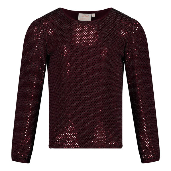 Meisjes Longsleeve pailetten - Daily Princess van Jubel in de kleur Bordeaux in maat 128.