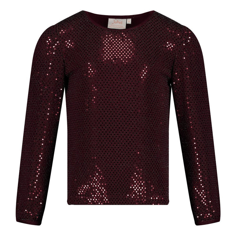 Meisjes Longsleeve pailetten - Daily Princess van Jubel in de kleur Bordeaux in maat 128.
