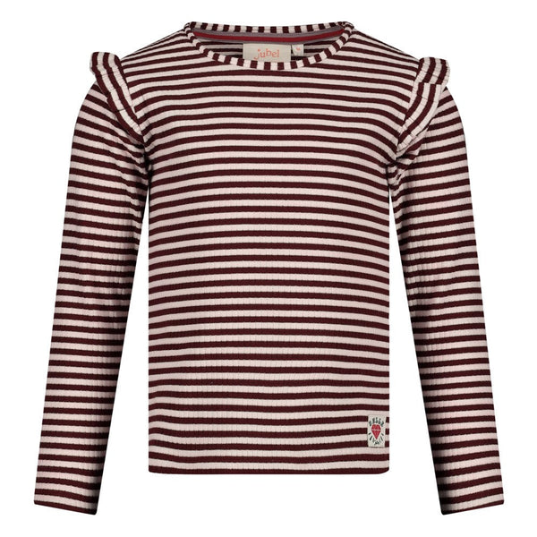 Meisjes Longsleeve rib met streep - Daily Princess van Jubel in de kleur Bordeaux in maat 128.