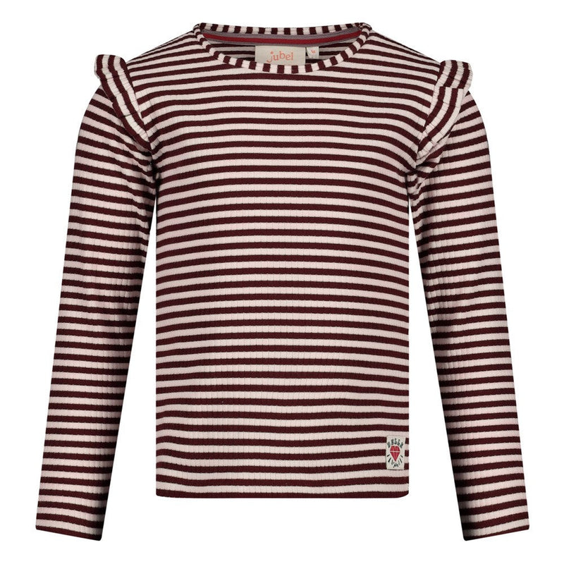 Meisjes Longsleeve rib met streep - Daily Princess van Jubel in de kleur Bordeaux in maat 128.