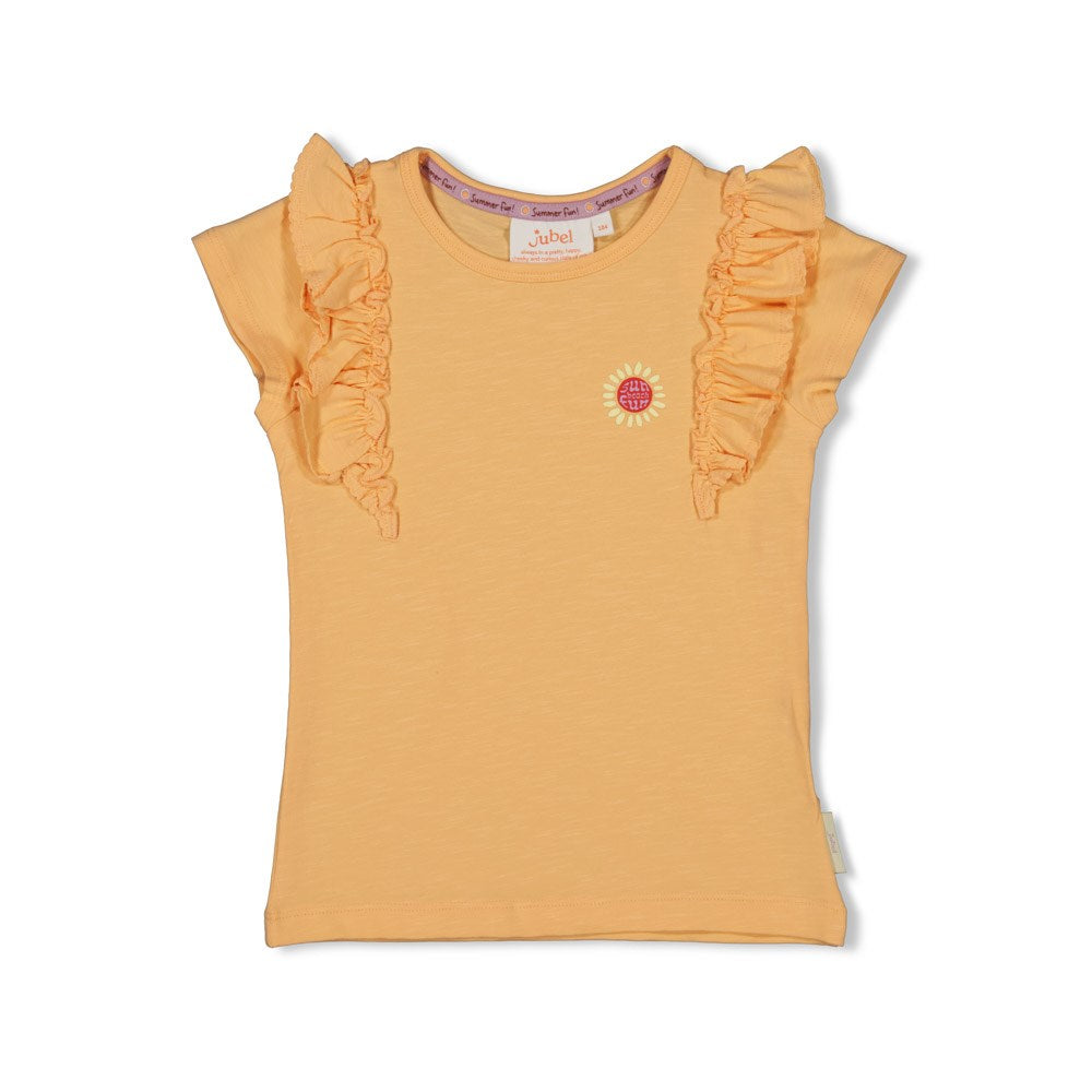 Meisjes T-shirt - Sunny Side Up van Jubel in de kleur Abrikoos in maat 128.