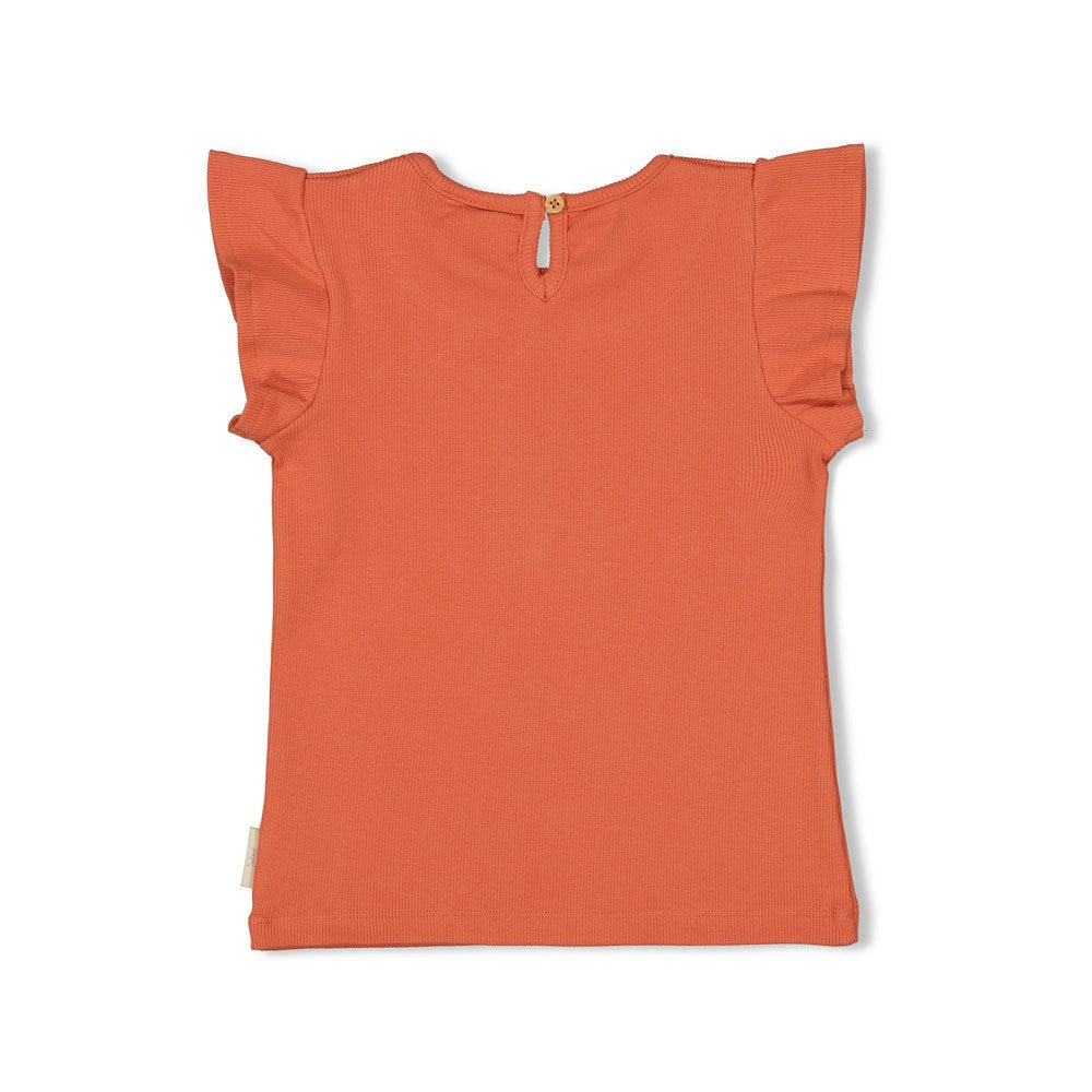 Meisjes T-shirt - Sunny Side Up van Jubel in de kleur Terracotta in maat 128.