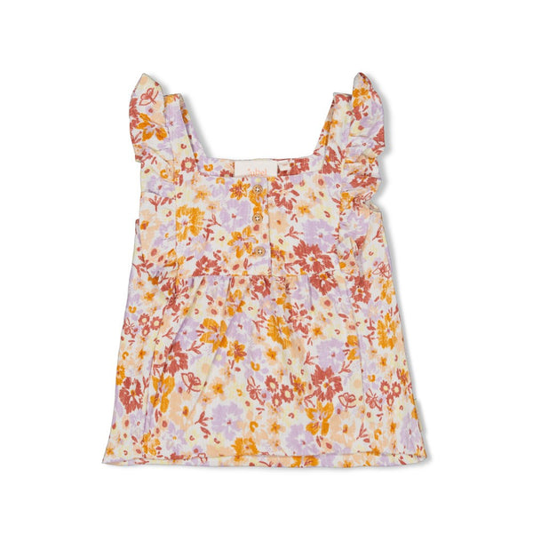 Meisjes Singlet AOP - Sunny Side Up van Jubel in de kleur Offwhite in maat 128.