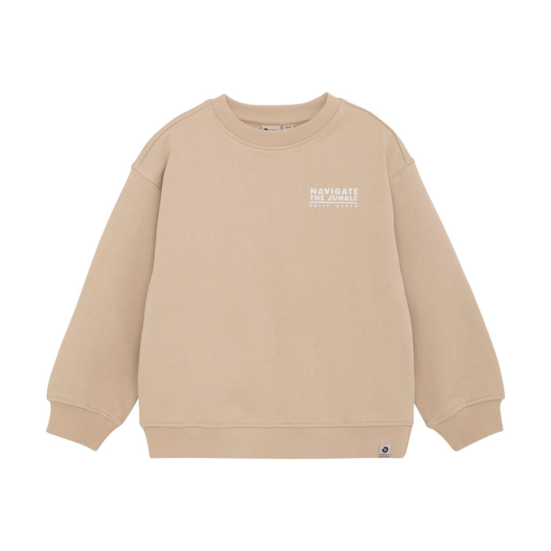 Jongens Sweater Oversized Print van Daily7 in de kleur Latte Sand in maat 128.