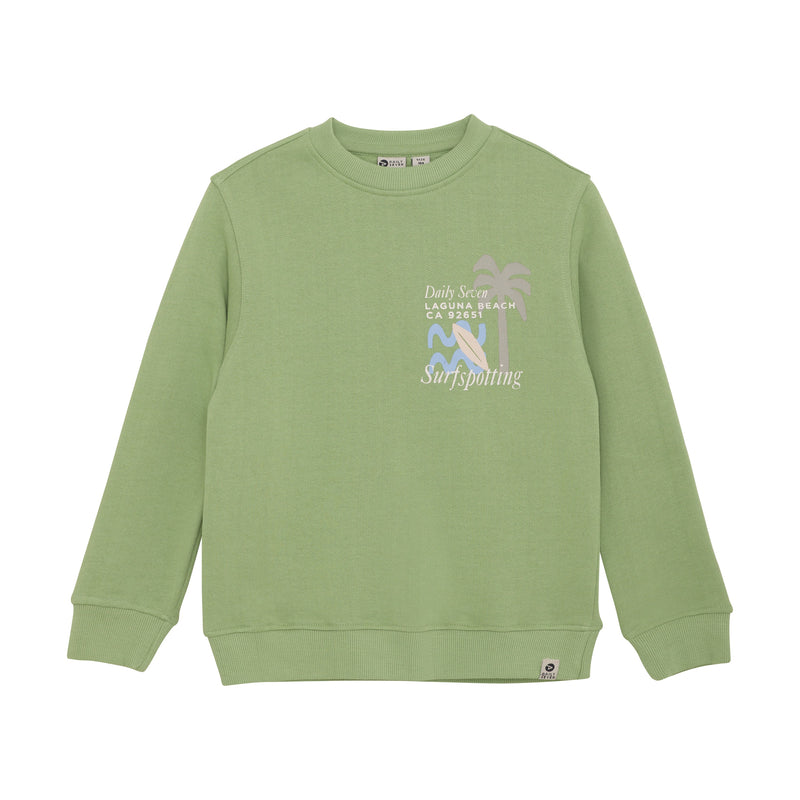Jongens Sweater Textprint van Daily7 in de kleur Tendril in maat 128.