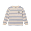 Jongens T-shirt LS Big Stripe van Daily7 in de kleur Medium Grey Melange in maat 128.