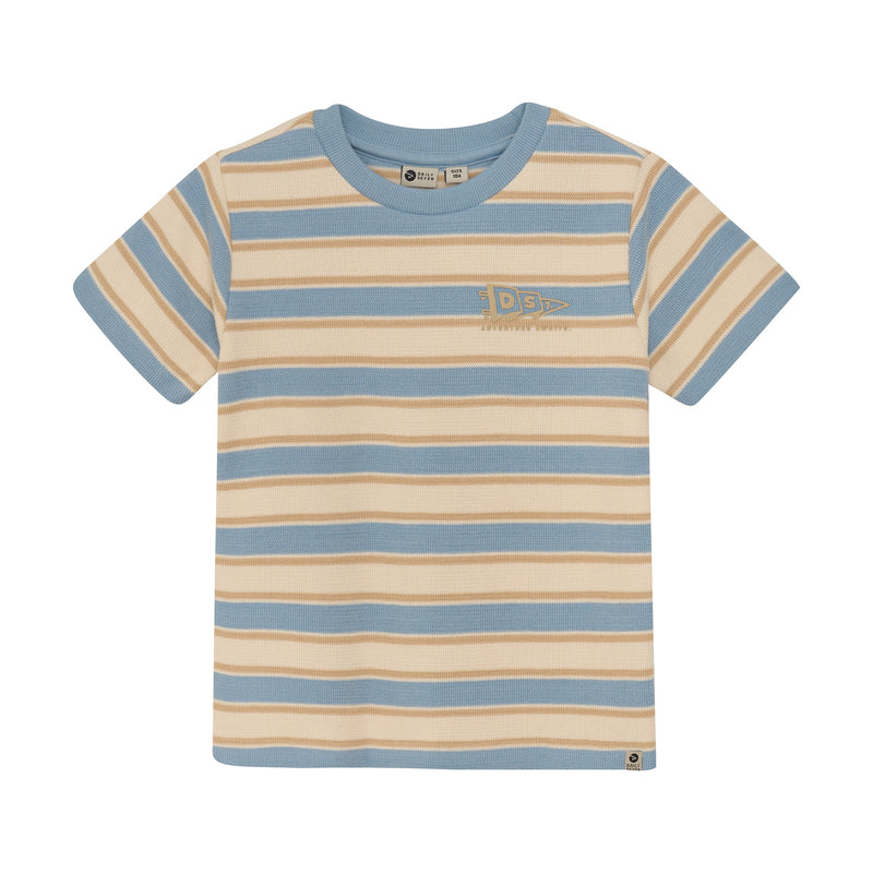 Jongens T-shirt Stripe van Daily7 in de kleur Ashley Blue in maat 128.
