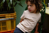 Jongens T-shirt Structure Print van Daily7 in de kleur Latte Sand in maat 128.