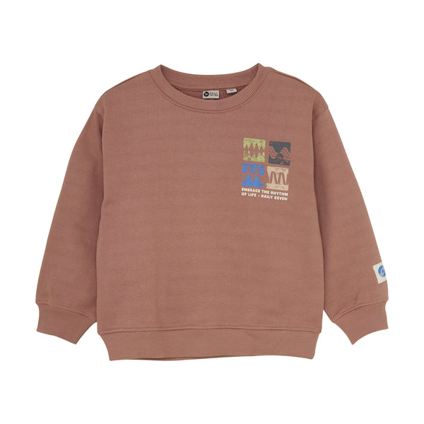 Jongens Oversized Sweater Artwork van Daily7 in de kleur Burlwood  in maat 128.