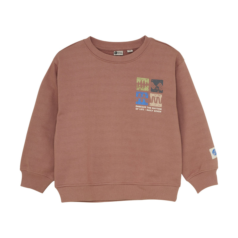 Jongens Oversized Sweater Artwork van Daily7 in de kleur Burlwood  in maat 128.