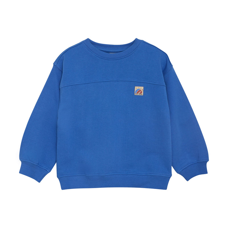 Jongens Oversized Sweater Textprint van Daily7 in de kleur Dusty Kobalt in maat 128.