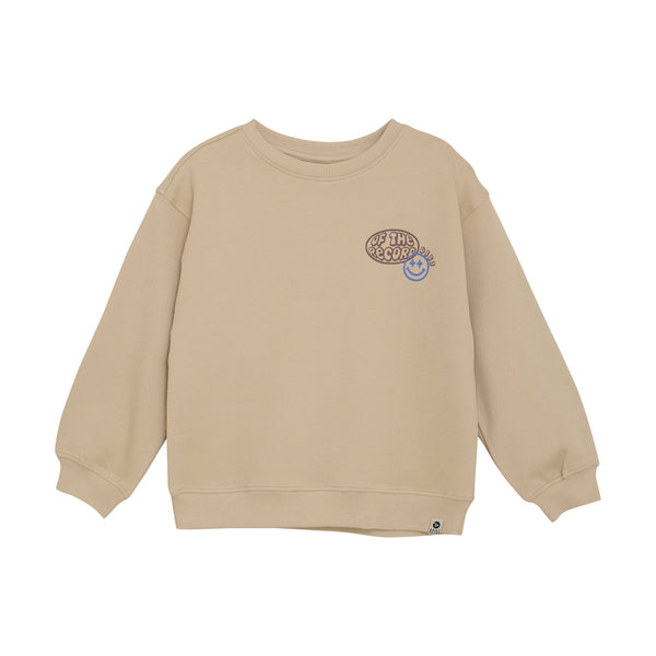 Jongens Oversized Sweater Music van Daily7 in de kleur Latte Sand in maat 128.
