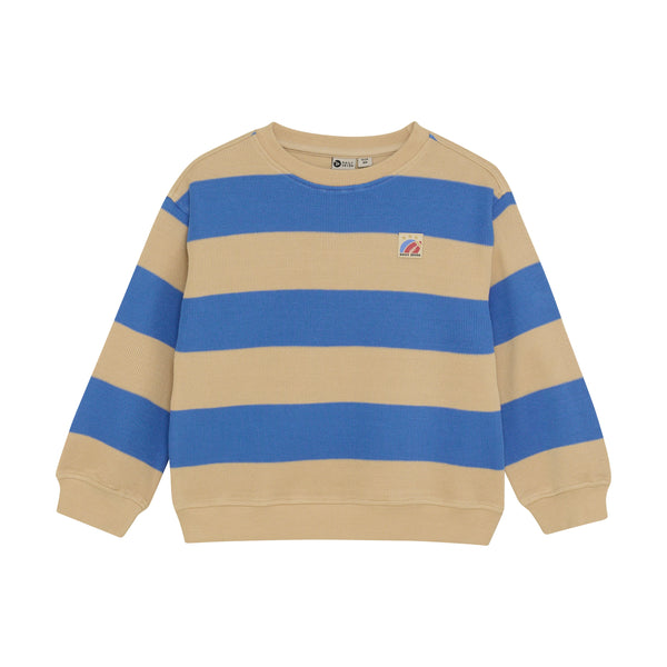 Jongens Oversized Sweater Big Stripe van Daily7 in de kleur Dusty Kobalt in maat 128.
