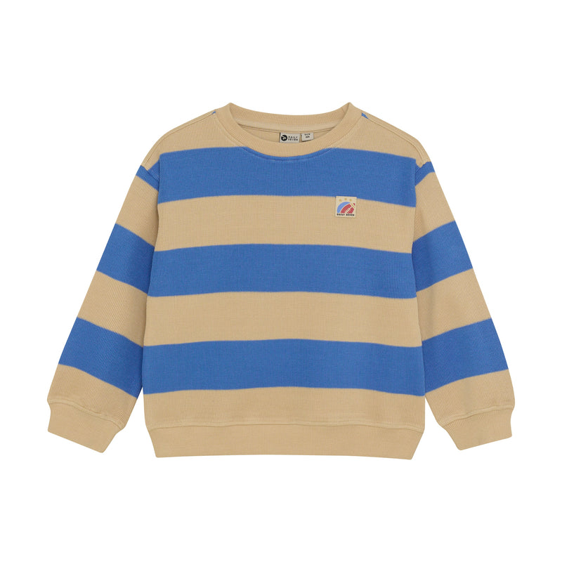 Jongens Oversized Sweater Big Stripe van Daily7 in de kleur Dusty Kobalt in maat 128.
