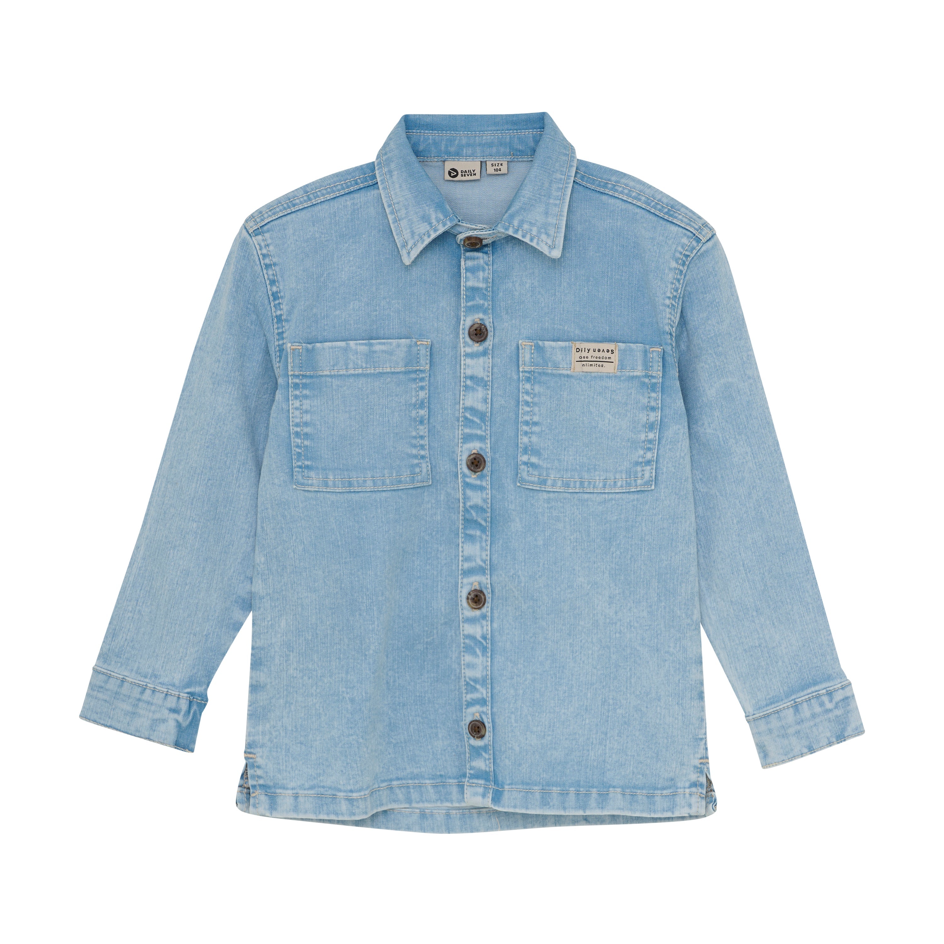 Jongens Denim Shirt Backprint van Daily7 in de kleur Denim in maat 128.