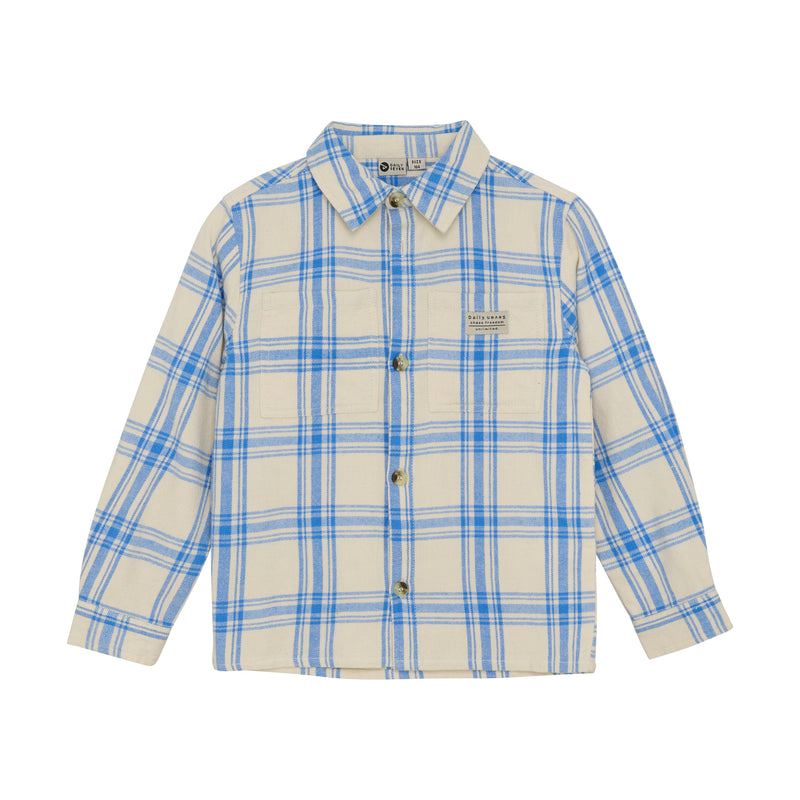 Jongens Shirt Check Print van Daily7 in de kleur Dusty Kobalt in maat 128.