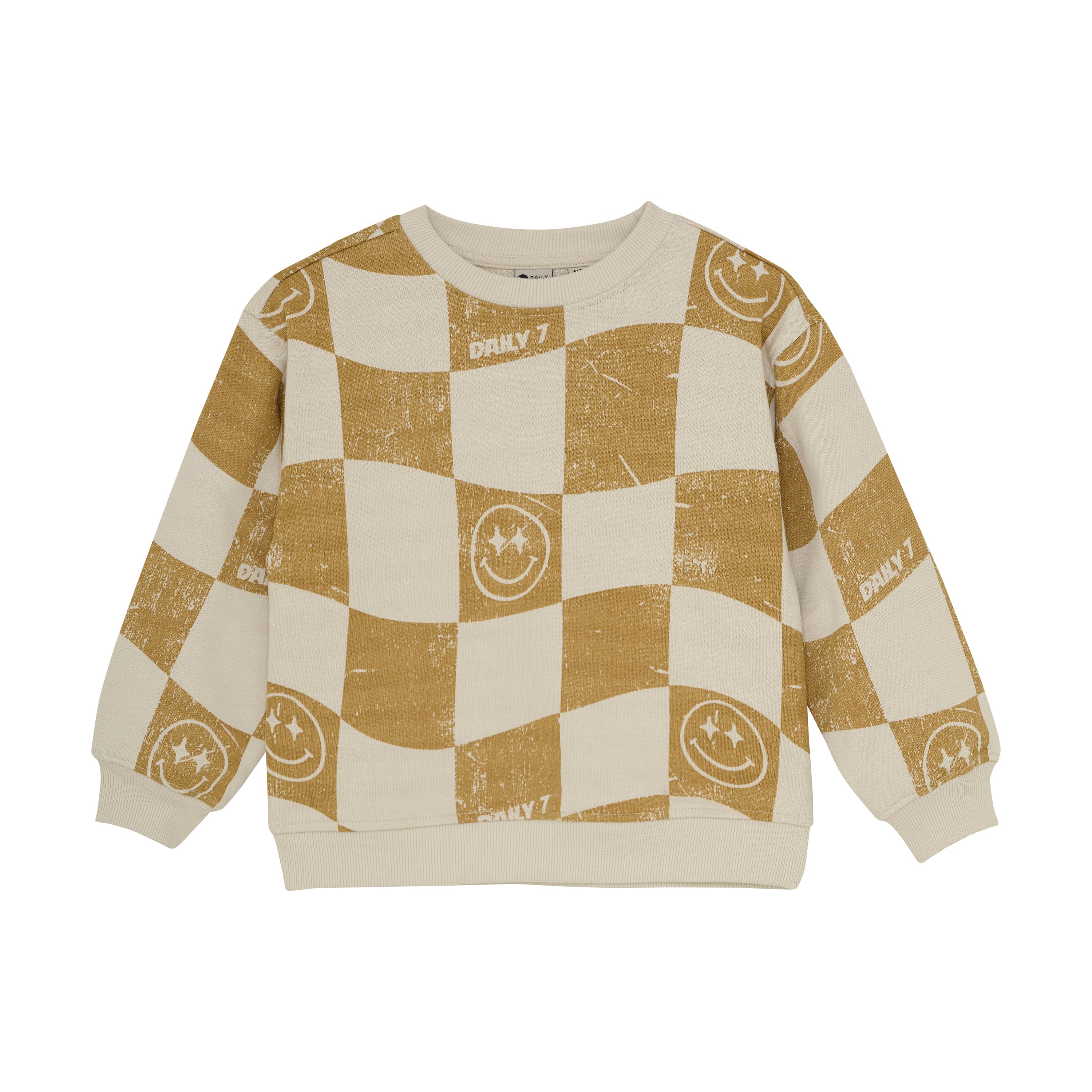 Jongens Oversized Sweater Alloverprint van Daily7 in de kleur Sandshell in maat 128.