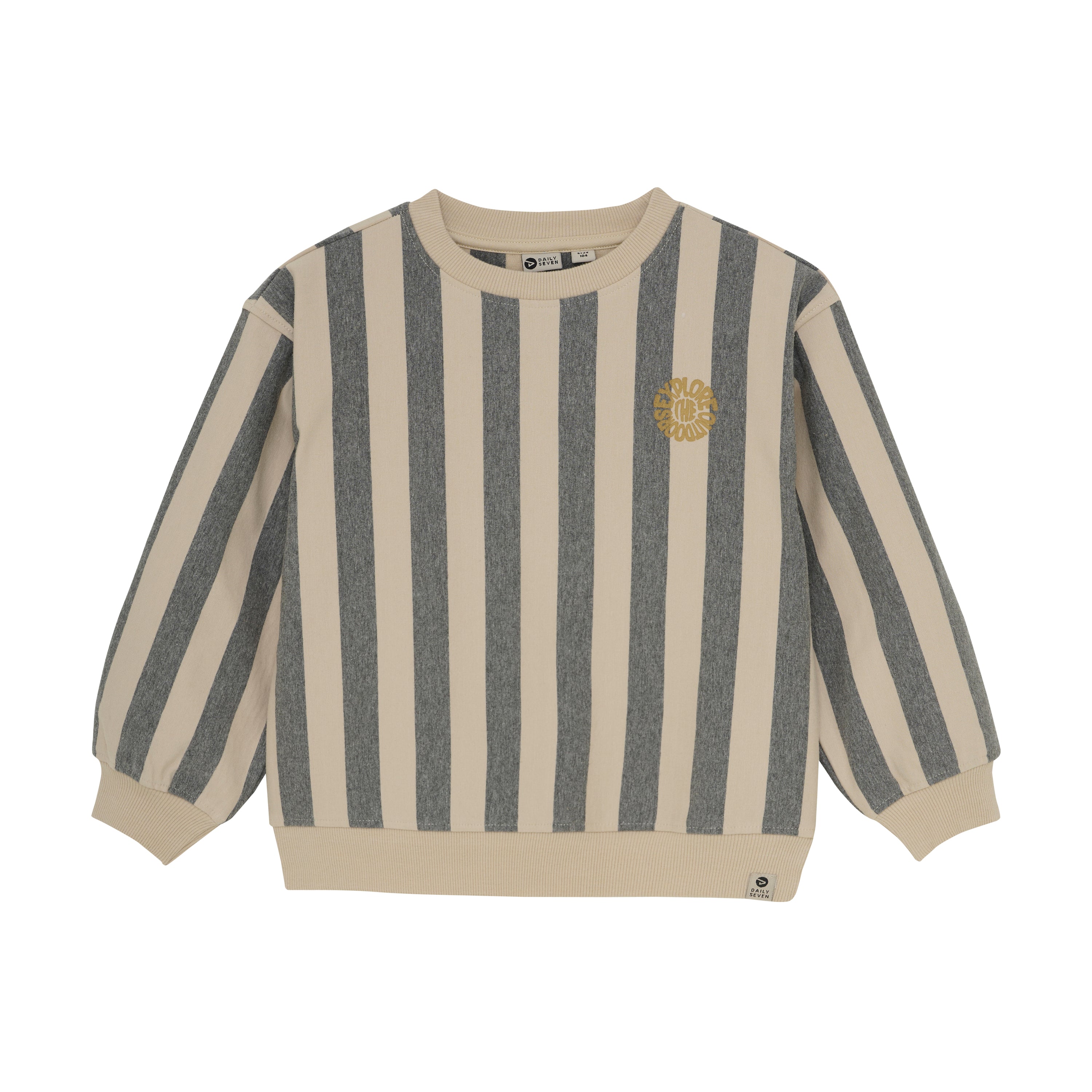 Jongens Oversized Sweater Stripe van Daily7 in de kleur Sandshell in maat 128.