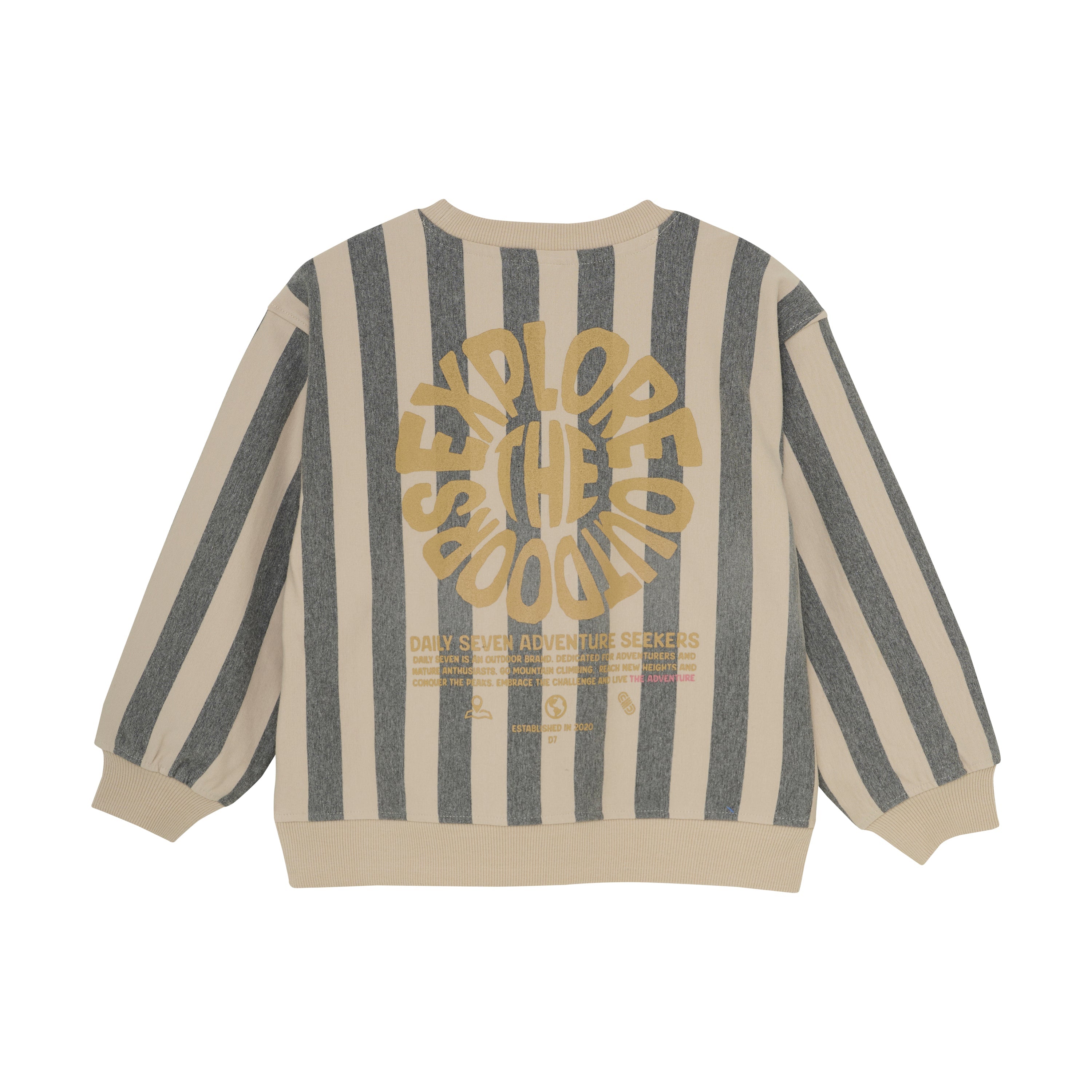Jongens Oversized Sweater Stripe van Daily7 in de kleur Sandshell in maat 128.