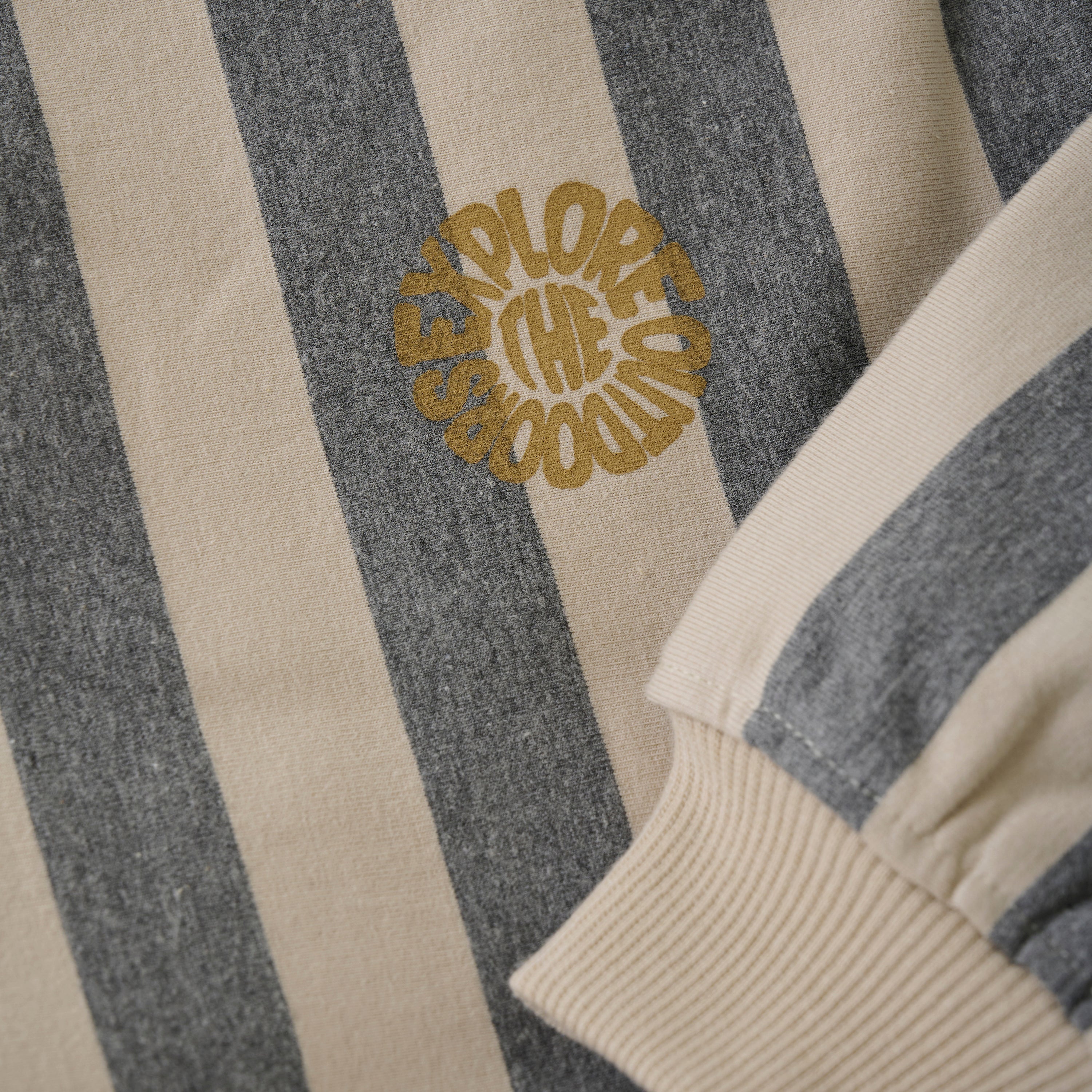 Jongens Oversized Sweater Stripe van Daily7 in de kleur Sandshell in maat 128.