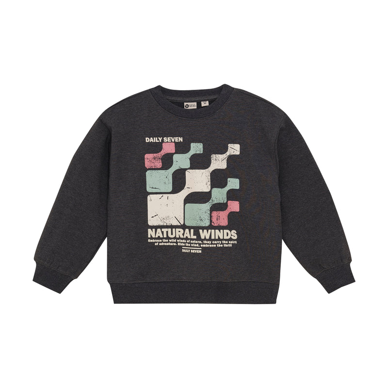 Jongens Oversized Sweater Daily Seven van Daily7 in de kleur Dark Grey Melange in maat 128.