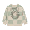 Jongens Oversized Sweater Check Print van Daily7 in de kleur Cool Mint in maat 128.