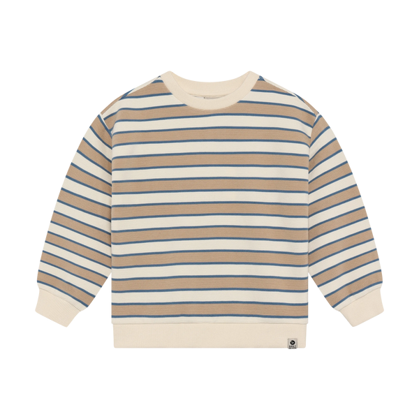 Jongens Oversized Sweater Big Stripe van Daily7 in de kleur Sandshell in maat 128.