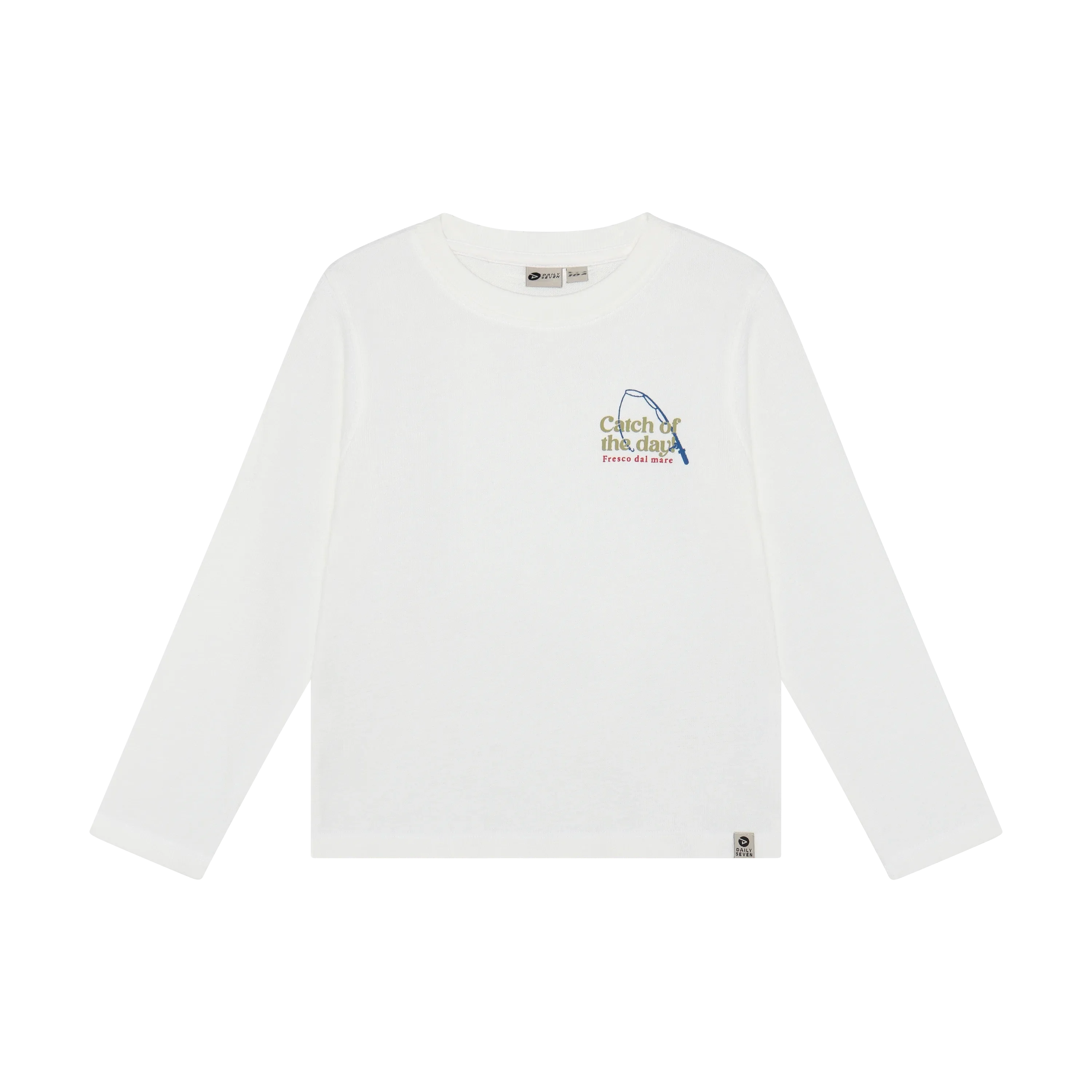 Jongens T-shirt Longsleeve Backprint van Daily7 in de kleur Egret in maat 128.