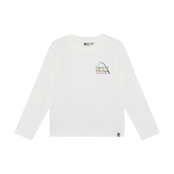 Jongens T-shirt Longsleeve Backprint van Daily7 in de kleur Egret in maat 128.
