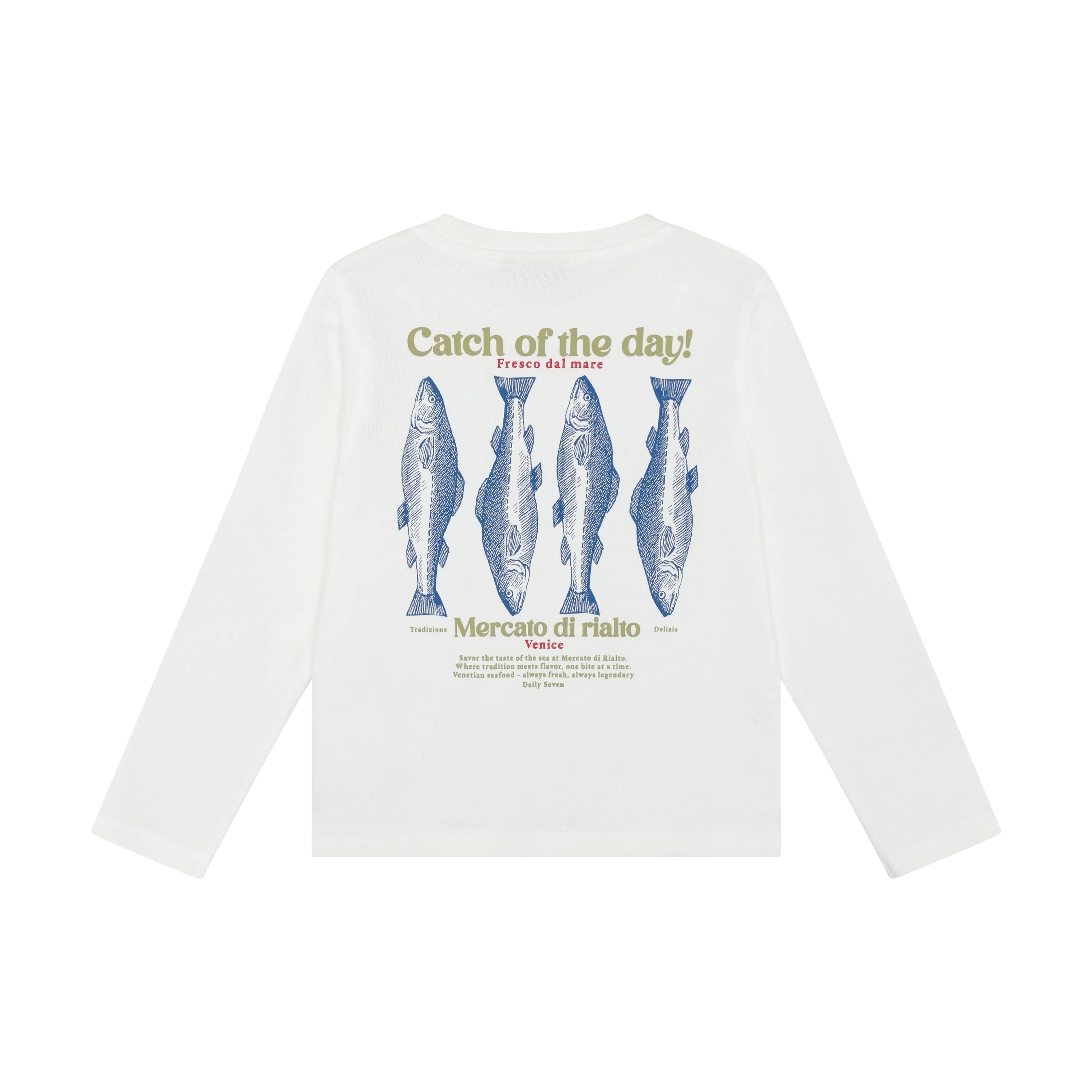 Jongens T-shirt Longsleeve Backprint van Daily7 in de kleur Egret in maat 128.