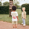 Jongens T-shirt Backprint  van Daily7 in de kleur Egret in maat 128.
