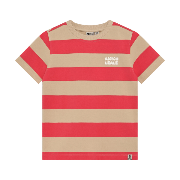 Jongens T-shirt Big Stripe van Daily7 in de kleur Chrysanthemum in maat 128.