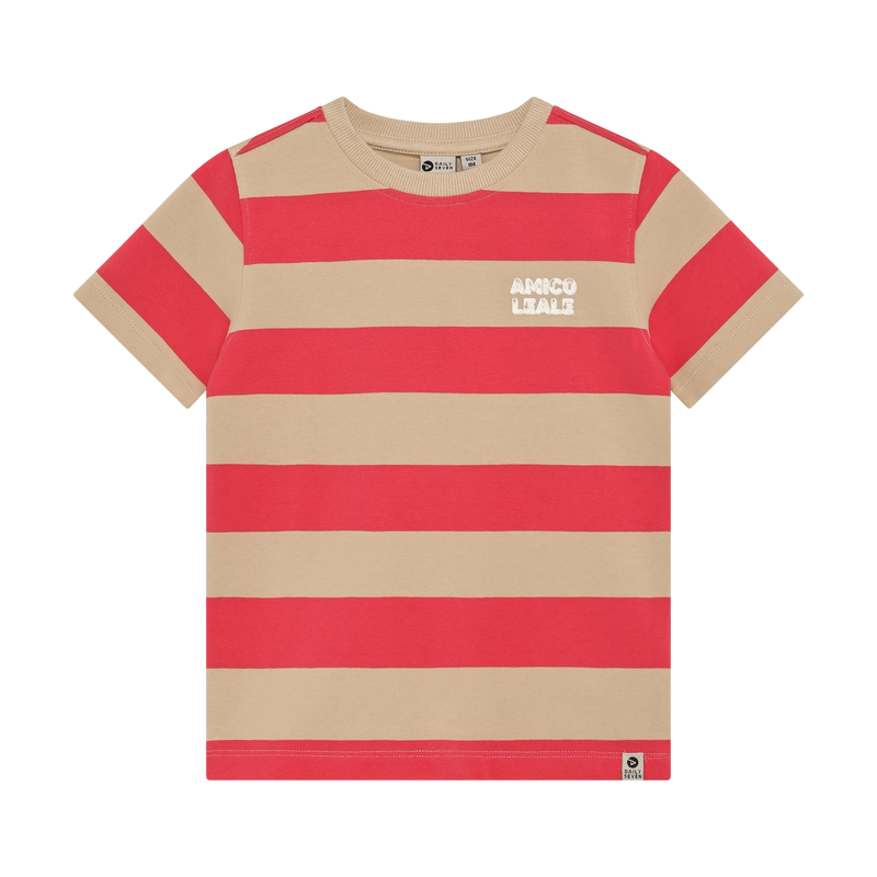 Jongens T-shirt Big Stripe van Daily7 in de kleur Chrysanthemum in maat 128.