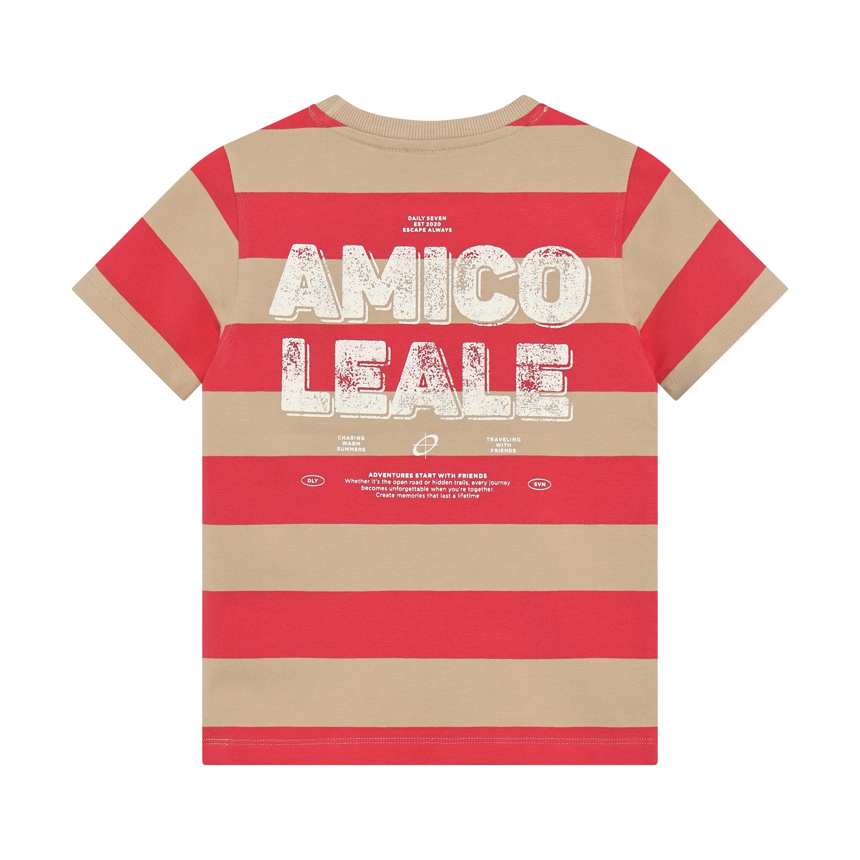 Jongens T-shirt Big Stripe van Daily7 in de kleur Chrysanthemum in maat 128.