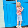 Jongens T-shirt Big Stripe van Daily7 in de kleur Chrysanthemum in maat 128.