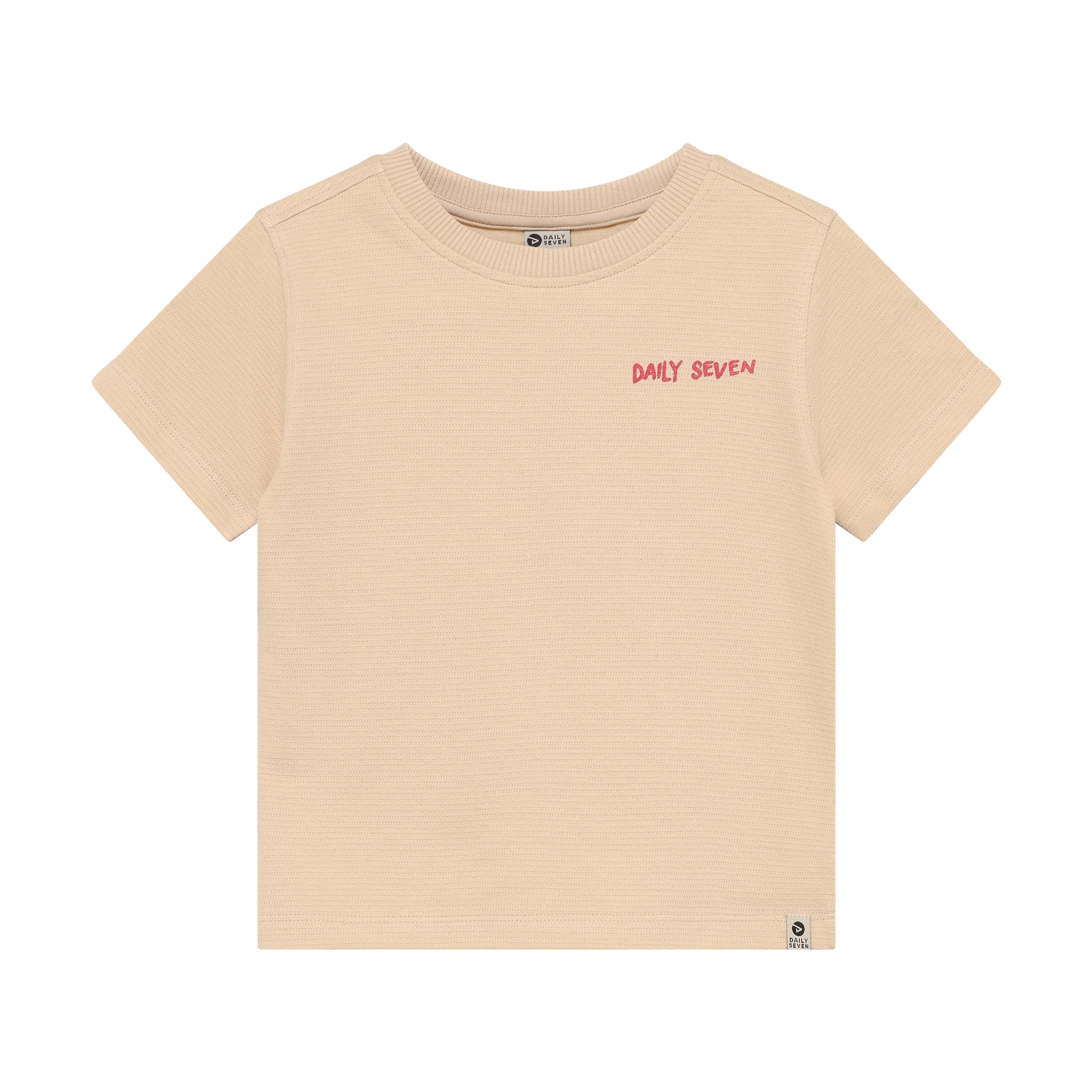 Jongens T-shirt Backprint van Daily7 in de kleur Latte Sand in maat 128.