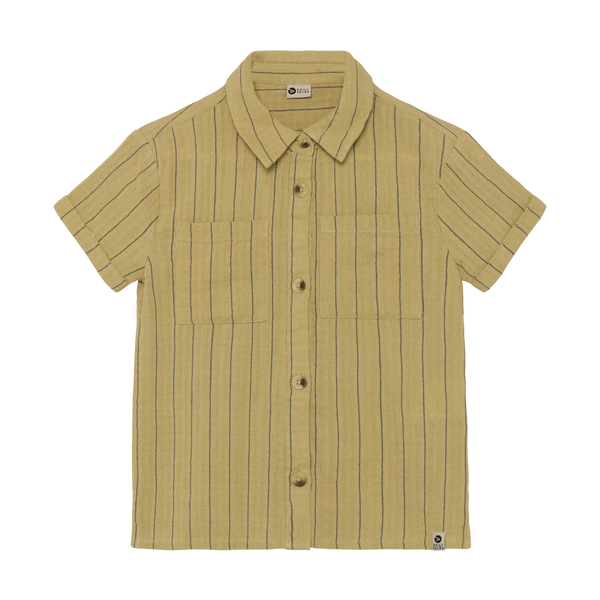 Jongens Shirt Small Stripe van Daily7 in de kleur Pale Olive Green in maat 128.