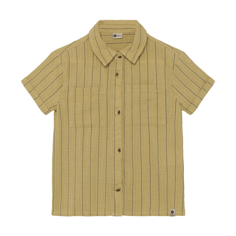Jongens Shirt Small Stripe van Daily7 in de kleur Pale Olive Green in maat 128.