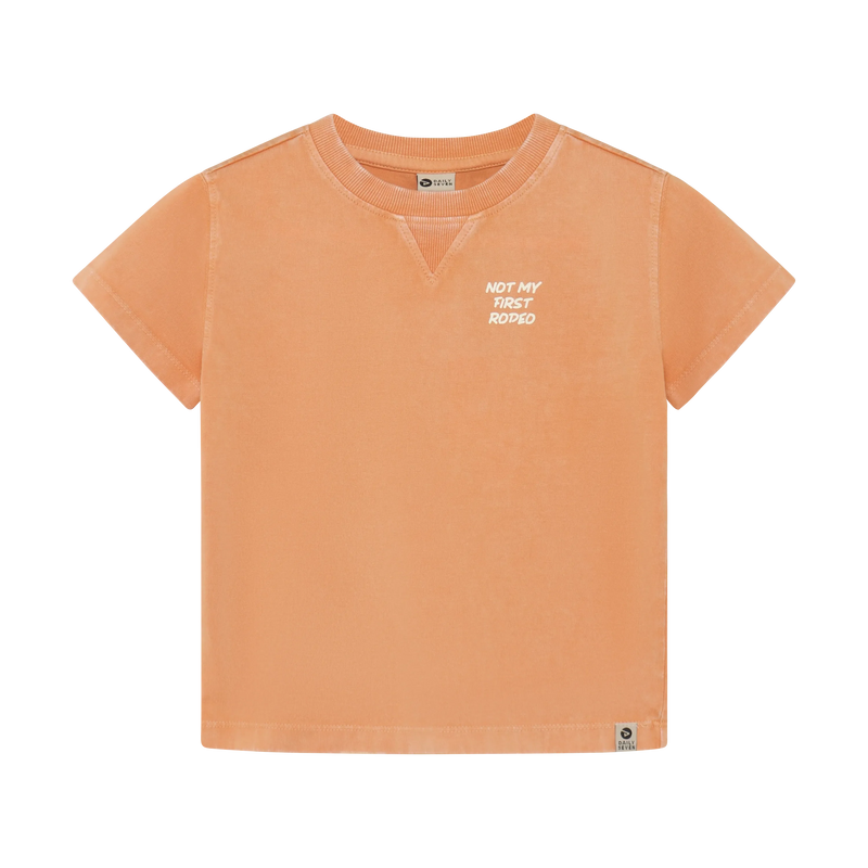 Jongens T-shirt Backprint van Daily7 in de kleur Sandstone in maat 128.