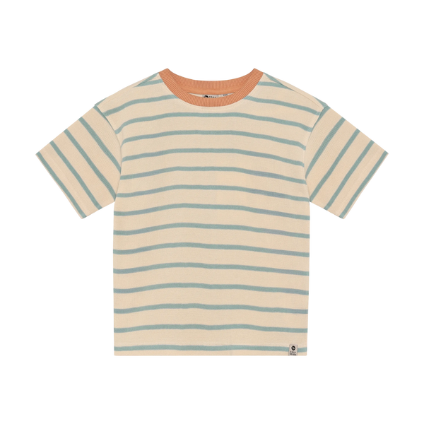 Jongens Oversized T-shirt Stripe van Daily7 in de kleur Sandshell in maat 128.