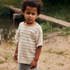 Jongens Oversized T-shirt Stripe van Daily7 in de kleur Sandshell in maat 128.