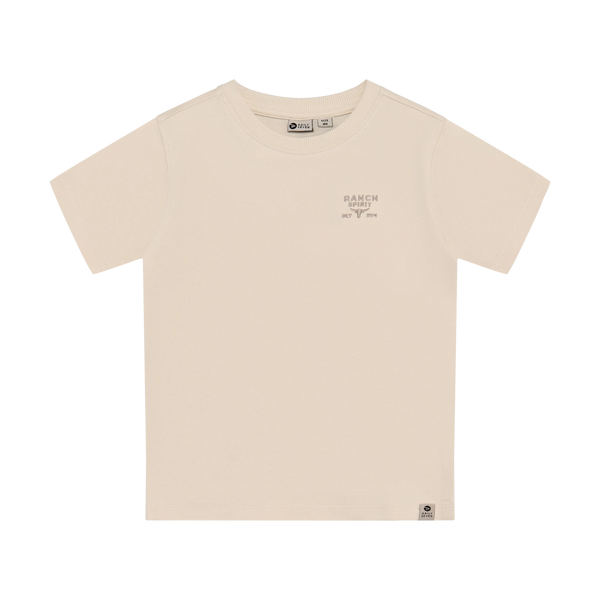 Jongens T-shirt Basic van Daily7 in de kleur Sandshell in maat 128.