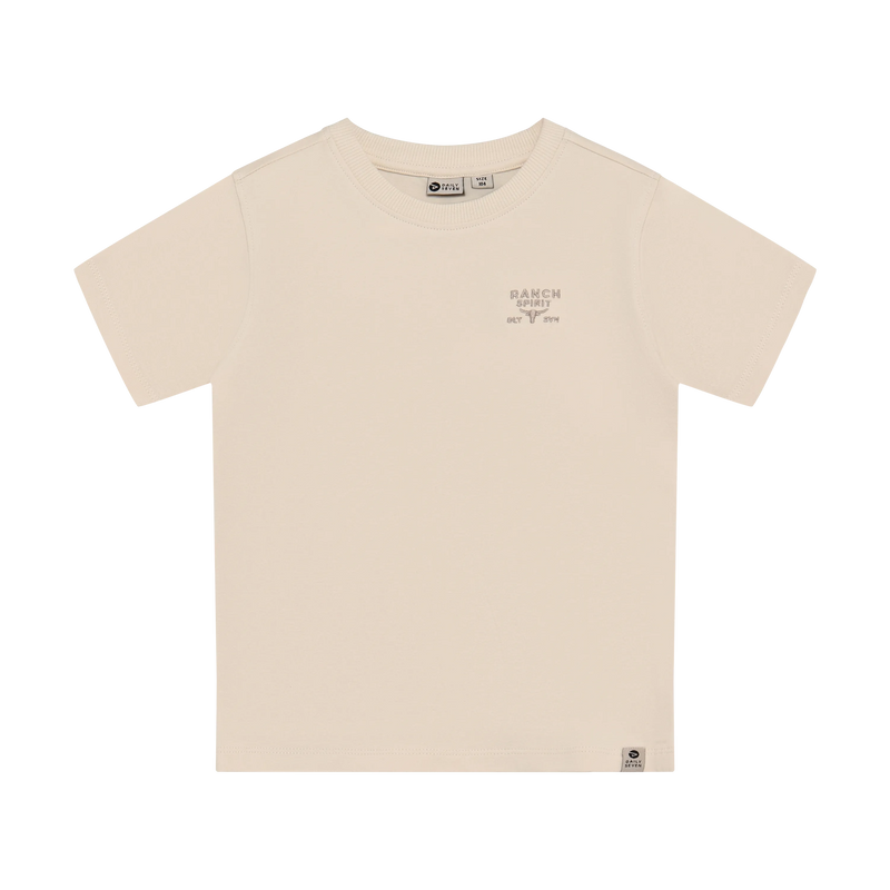 Jongens T-shirt Basic van Daily7 in de kleur Sandshell in maat 128.