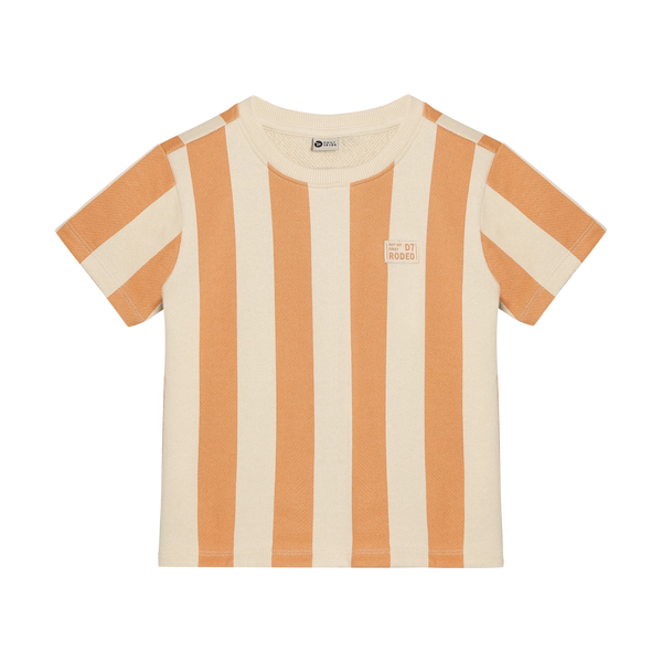Jongens T-shirt Big Stripe van Daily7 in de kleur Sandstone in maat 128.