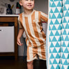 Jongens T-shirt Big Stripe van Daily7 in de kleur Sandstone in maat 128.