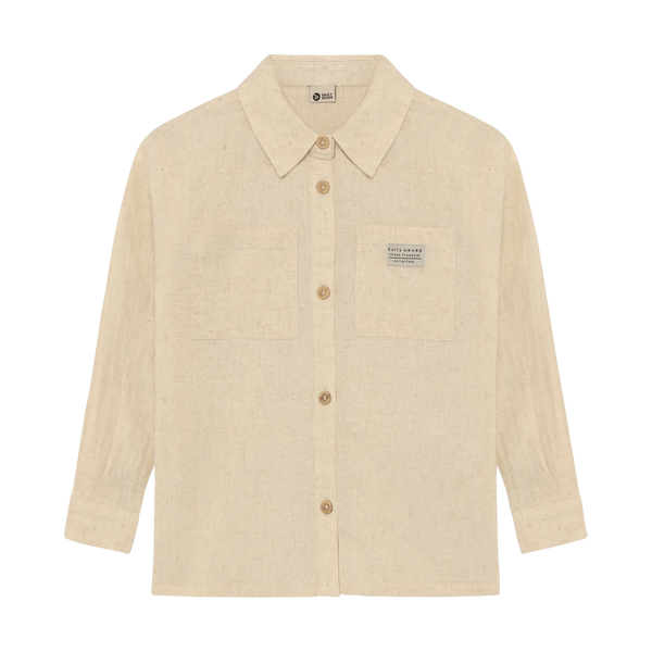Jongens Shirt Longsleeve Linen van Daily7 in de kleur Sandshell in maat 128.