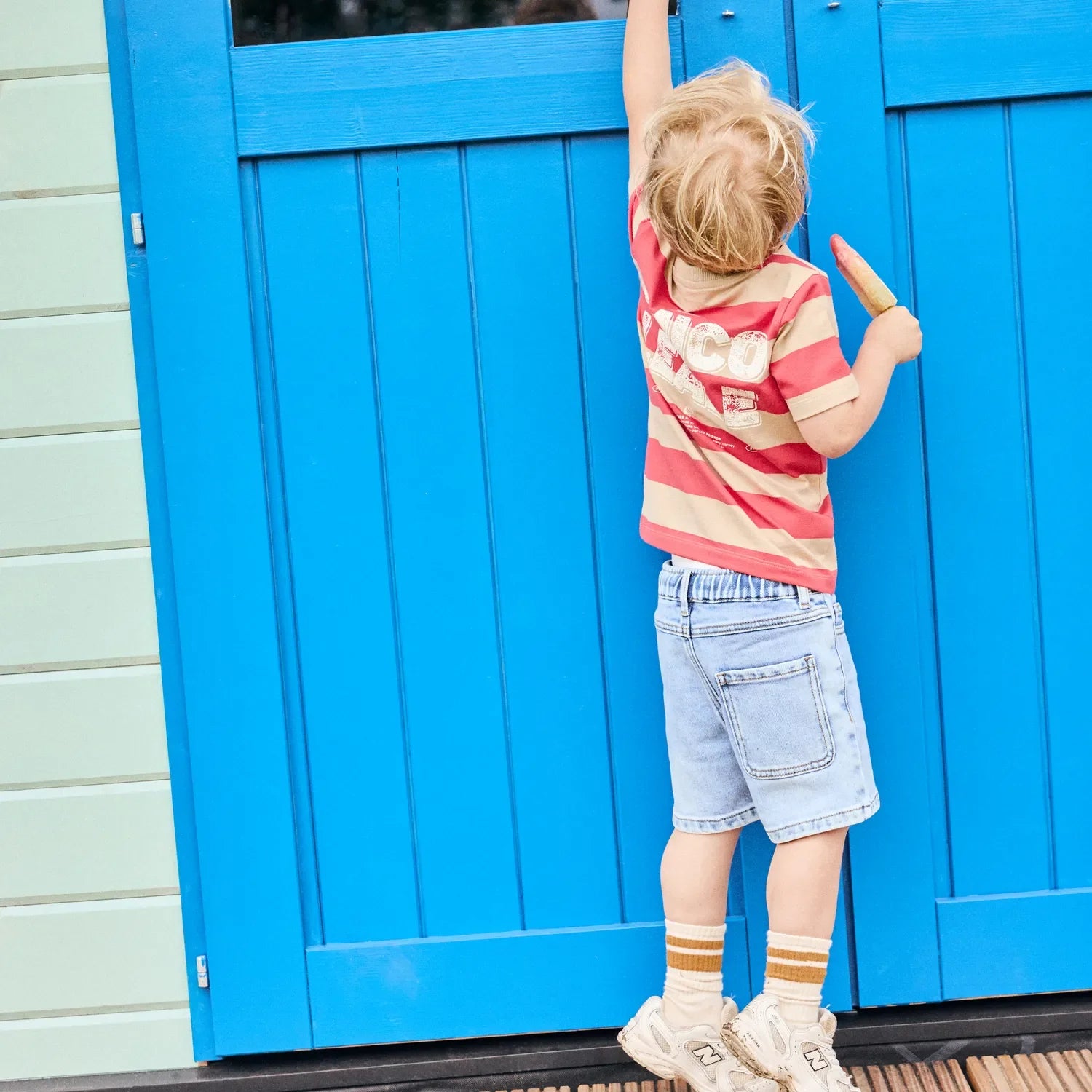 Jongens Denim Baggy Shorts van Daily7 in de kleur Blue Denim in maat 128.