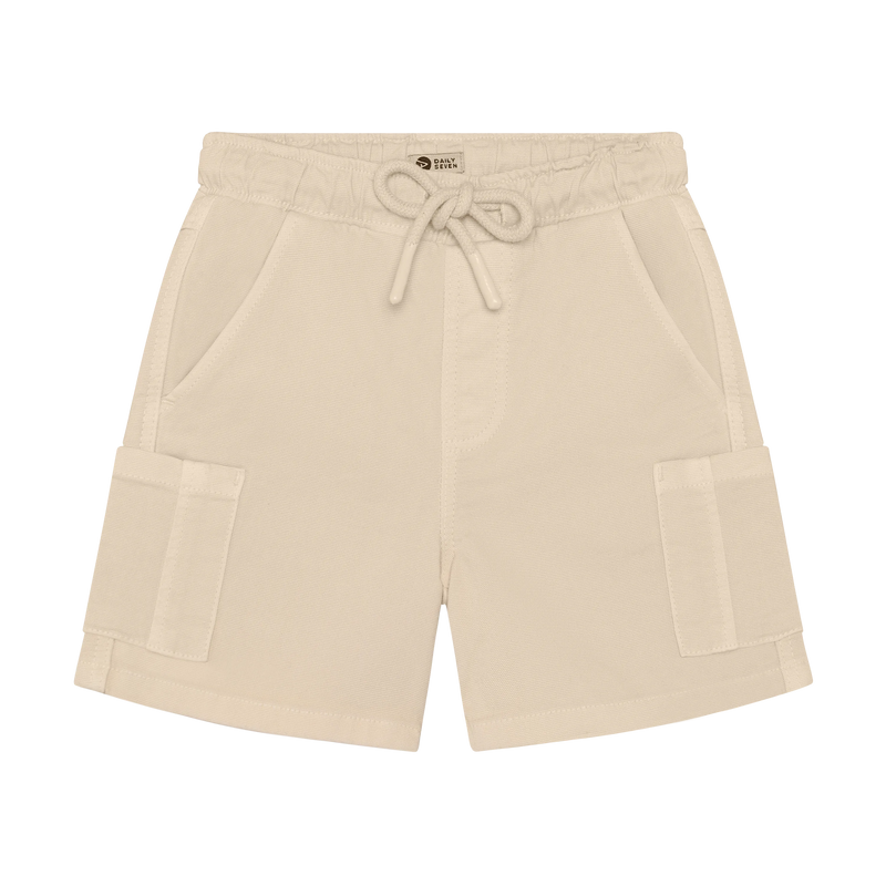 Jongens Canvas Cargo Shorts van Daily7 in de kleur Sandshell in maat 128.